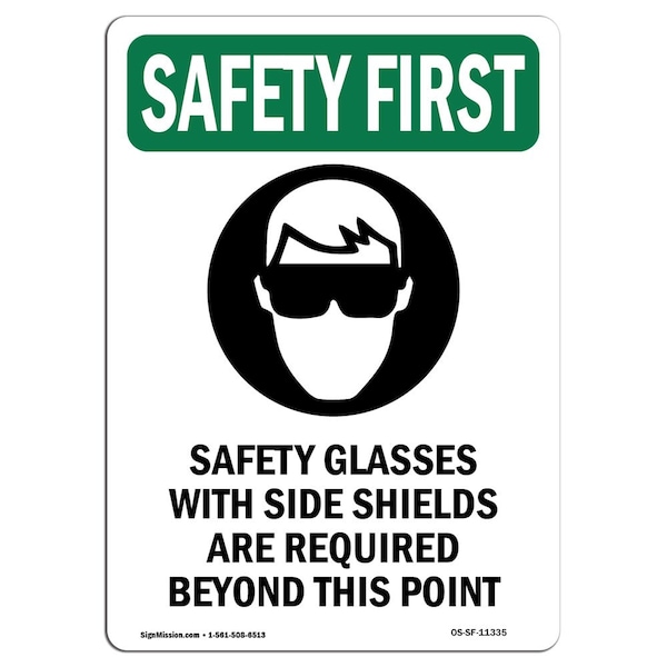 OSHA Sign, Glasses W/, 5in X 3.5in, 10PK, 3.5" W, 5" H, Portrait, PK10, OS-SF-D-35-V-11335-10PK